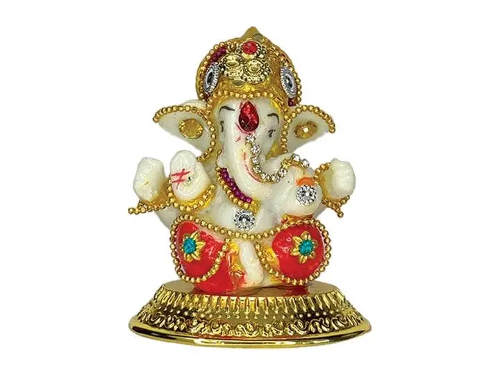 Ganesha Idol in Red & Yellow Color for Car Dashboard