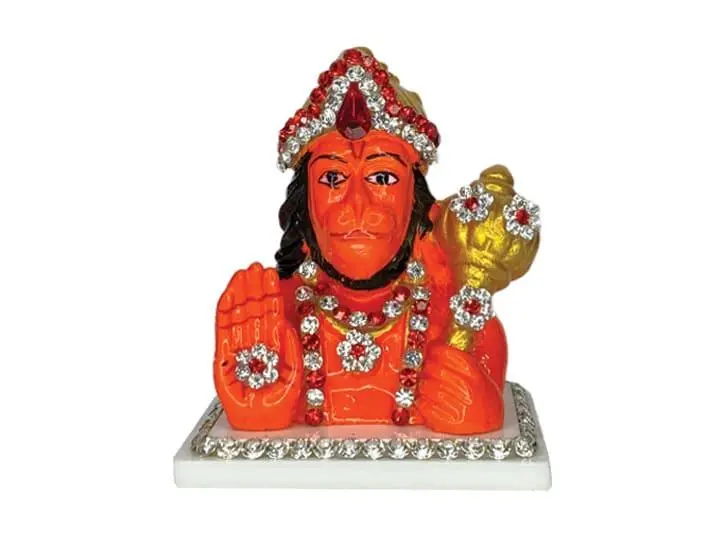 Hanuman Idol Statue in Orange & White Color for Car Dashboard