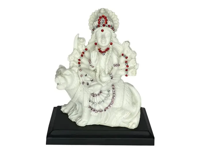 Sherawali Mata Idol with String of Pearls for Car Dashboard 