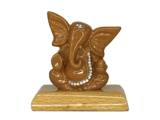 Ganesha Idol in Brown & White Color for Car Dashboard