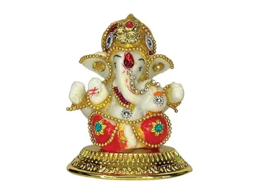 Ganesha Idol in Red & Yellow Color for Car Dashboard