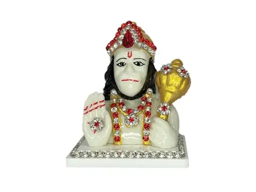 Hanuman Idol Statue in Orange & White Color for Car Dashboard