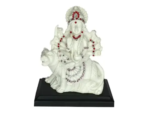 Sherawali Mata Idol with String of Pearls for Car Dashboard 